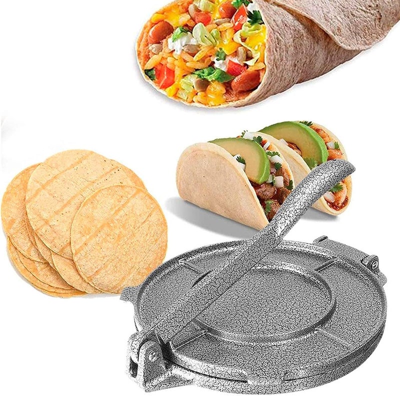 klarako 6.5in Tortilla Press, Cast Iron Roti Tortillas Maker Dough Pressing Machine with Foldable Handle for Home Kitchen - Image 1