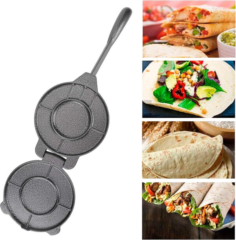 klarako 6.5in Tortilla Press, Cast Iron Roti Tortillas Maker Dough Pressing Machine with Foldable Handle for Home Kitchen - Image 2