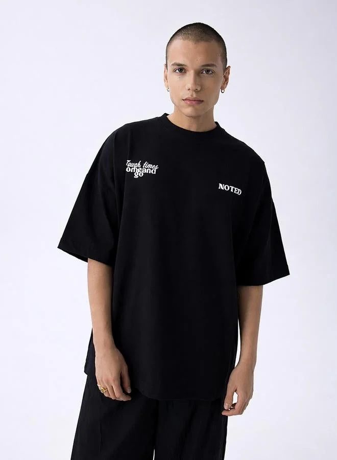 Take Two Black Graphic Print Oversized T-Shirt By Noted