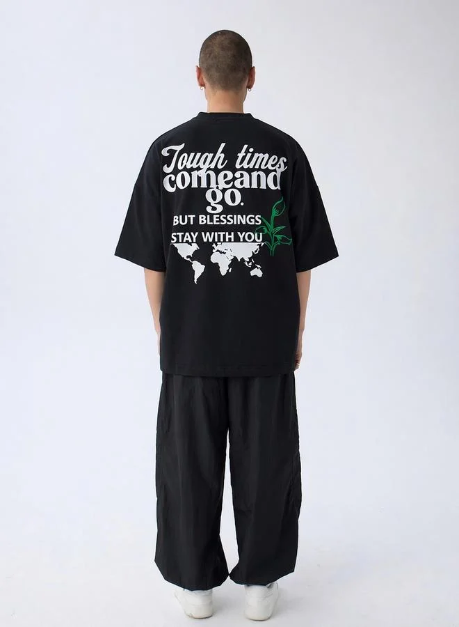 Take Two Black Graphic Print Oversized T-Shirt By Noted