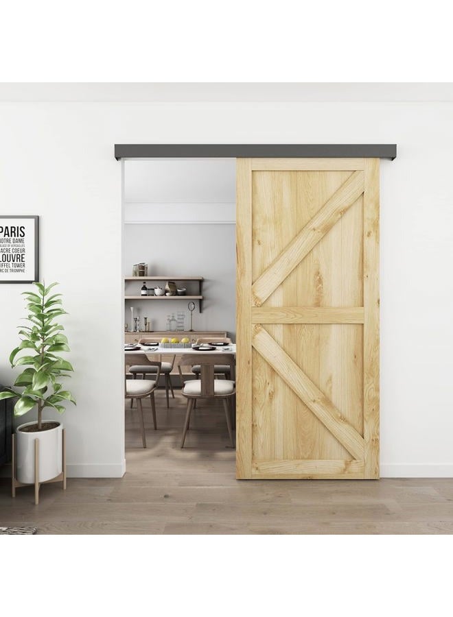 JUBEST 6FT Barn Door Sliding Hardware Track Kit, Aluminium Alloy Box Rail Hardware for Classic Modern Interior Single Wooden Door,Black - Image 2