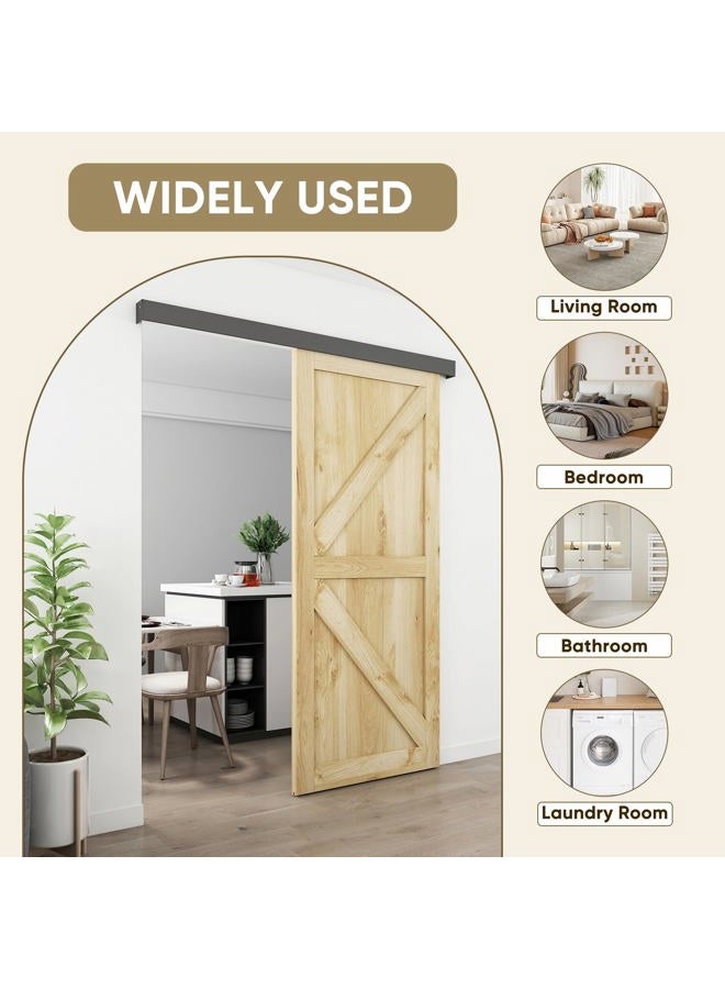JUBEST 6FT Barn Door Sliding Hardware Track Kit, Aluminium Alloy Box Rail Hardware for Classic Modern Interior Single Wooden Door,Black - Image 5