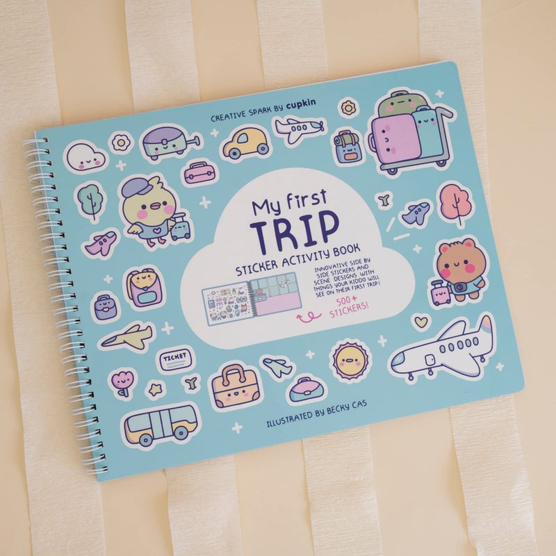 CUPKIN My First Trip Sticker + Coloring Book (500+ Stickers & 12 Scenes) by Cupkin, Side by Side Activity Book Design, Fun Toddler Travel Essential Sticker Books for Kids 2-4, Great for Older Boys & Girls - Image 4