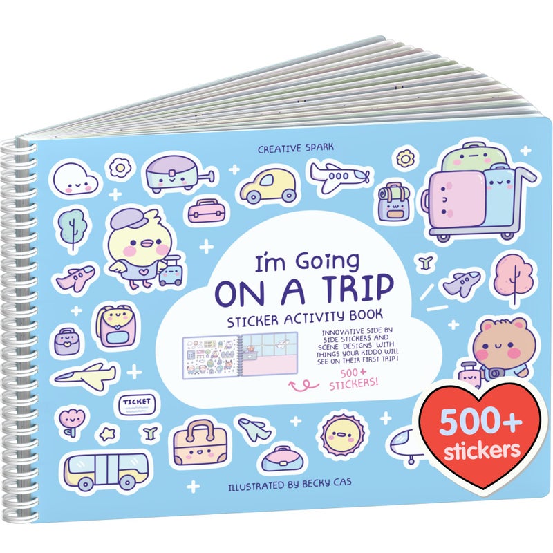 CUPKIN My First Trip Sticker + Coloring Book (500+ Stickers & 12 Scenes) by Cupkin, Side by Side Activity Book Design, Fun Toddler Travel Essential Sticker Books for Kids 2-4, Great for Older Boys & Girls - Image 1