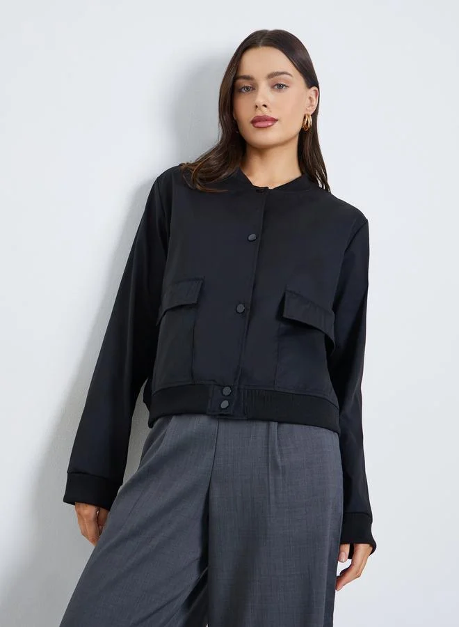 Styli Regular Fit Regular Length Plain Bomber Jacket