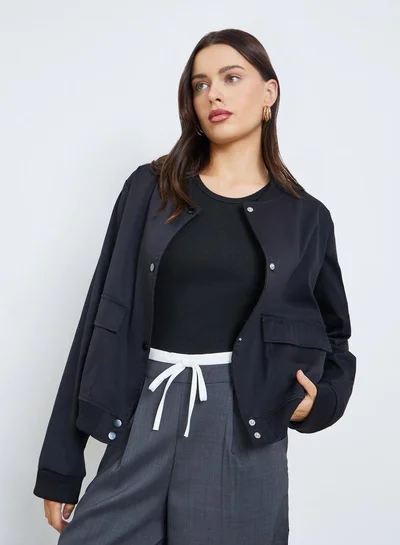 Styli Regular Fit Regular Length Plain Bomber Jacket