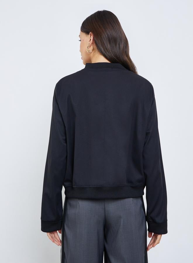 ستايلي جاكيت بومبر سادة بقصة عادية - Image 5