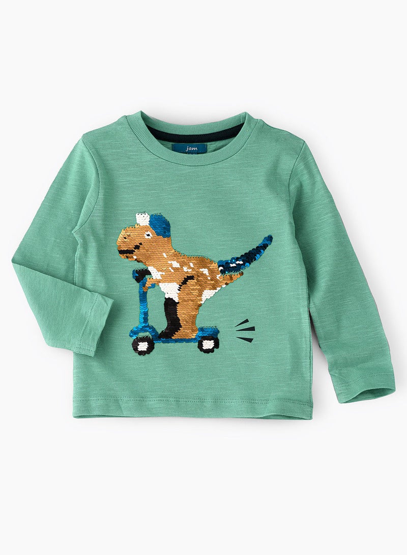 JAM Knit full sleeve  t-shirt with sequins work at front - Image 1