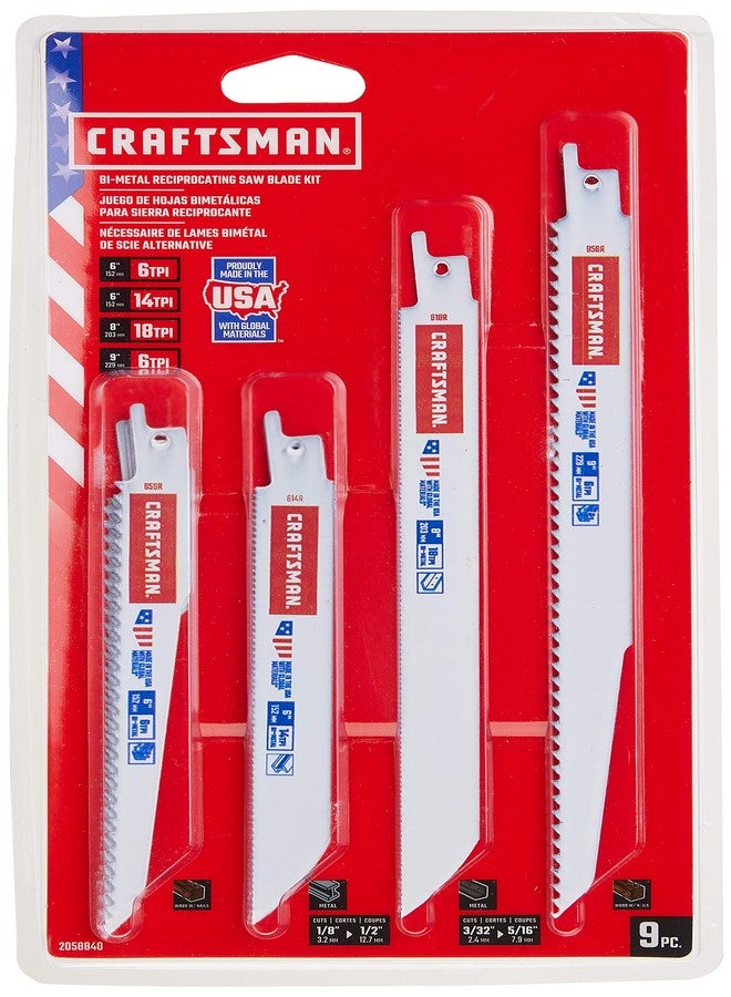 CRAFTSMAN Reciprocating Saw Blades, 9 Piece Kit (2058840) - Image 1