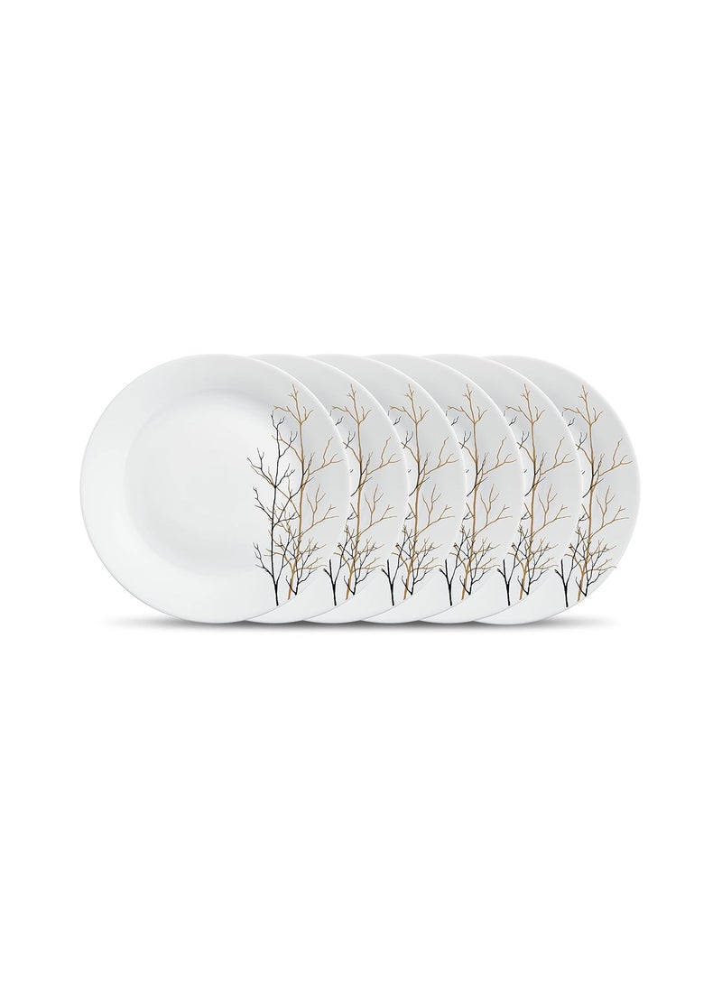La Opala La Opala Diva, Ivory Collection, Opal Glass Full Plate Set 11" 6 pcs, Golden Fall, White, Standard  - Image 1