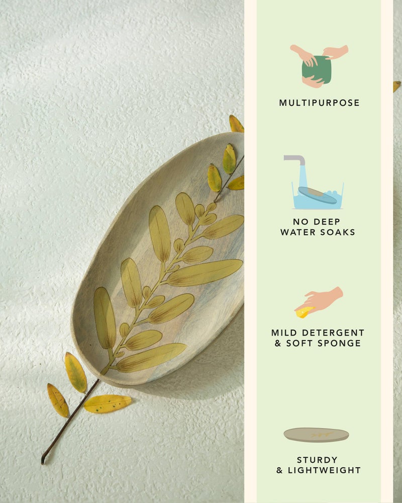 EllementryWisteria Yellow Platter - Large| Elegant Serving Platter with Wooden Board for Home & Dining | Stylish Serveware for Snacks, Appetizers, Fruits, and Desserts - Image 5