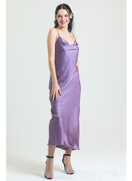 Magic Form 9790 Degaje Collar Crepe Satin Long Nightgown-Lilac  - Image 1