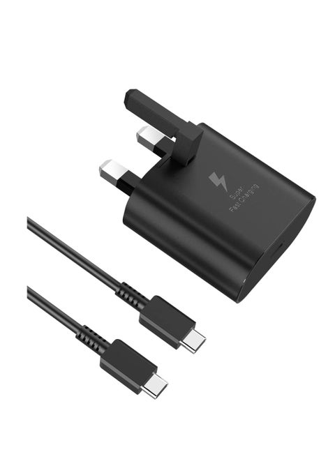 25W for Samsung Fast Charger,USB C Mobile Phone Mains Plug UK Wall Charger and Type C Charging Cable for Samsung Galaxy S24, S24+, S24 Ultra, S23, S23 Ultra, S22+, S22+,Note 20,A72,A73,A56,A55,A54,A53,A36,A35,A34,A33,A16,A15,A14,M35,M34,A26,A25