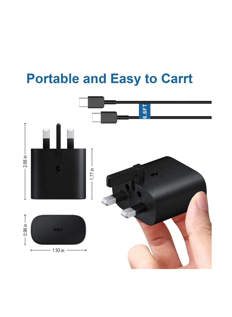 Generic - 25W for Samsung Fast Charger,USB C Mobile Phone Mains Plug UK Wall Charger and Type C Charging Cable for Samsung Galaxy S24, S24+, S24 Ultra, S23, S23 Ultra, S22+, S22+,Note 20,A72,A73,A56,A55,A54,A53,A36,A35,A34,A33,A16,A15,A14,M35,M34,A26,A25 - Image 1