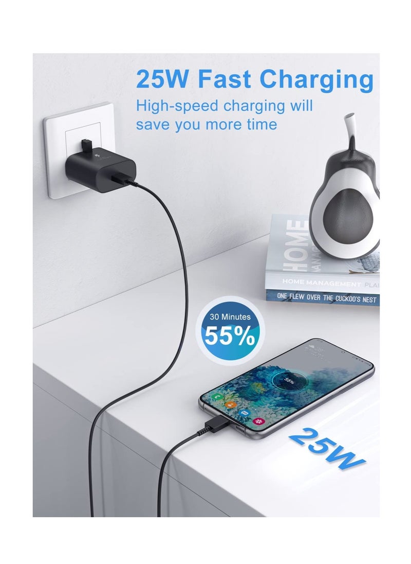 Generic - 25W for Samsung Fast Charger,USB C Mobile Phone Mains Plug UK Wall Charger and Type C Charging Cable for Samsung Galaxy S24, S24+, S24 Ultra, S23, S23 Ultra, S22+, S22+,Note 20,A72,A73,A56,A55,A54,A53,A36,A35,A34,A33,A16,A15,A14,M35,M34,A26,A25 - Image 1