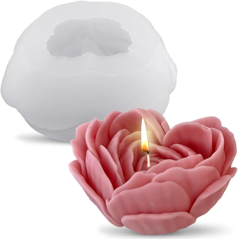 SOFTCREATO Flower Candle Mold I 3D Fondant Heart Rose Flower Petal Leaves Shape Silicone Scented Wax Mould I for DIY Handmade Chocolate Ornament Cake Dcor Aromatherapy Soap Resin Art Craft Home Party Decoration Small
