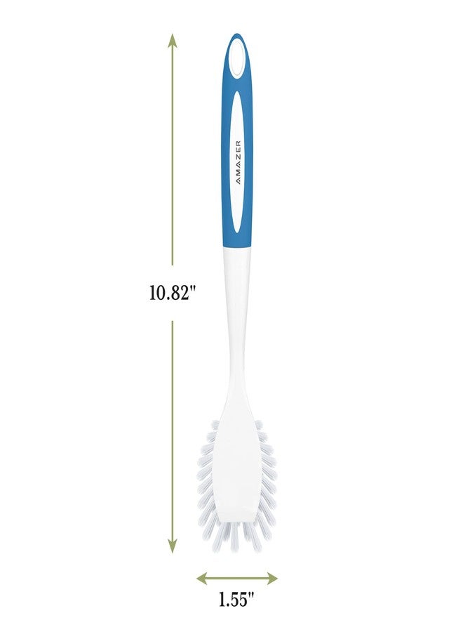Amazer Dish Brush with Handle, 2 Pack Kitchen Scrub Brushes for Cleaning, Dish Scrubber with Stiff Bristles for Sink, Pots, Pans - Image 4