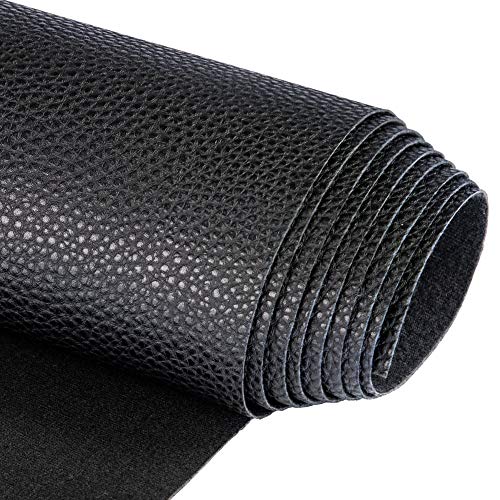 TORRAMI Soft Synthetic PU Fabric Material Faux Leather Sheets 1 Yards 54" x 36", 0.95mm Thick for Upholstery, DIY Crafts, Pebbled Pattern Black - Image 1