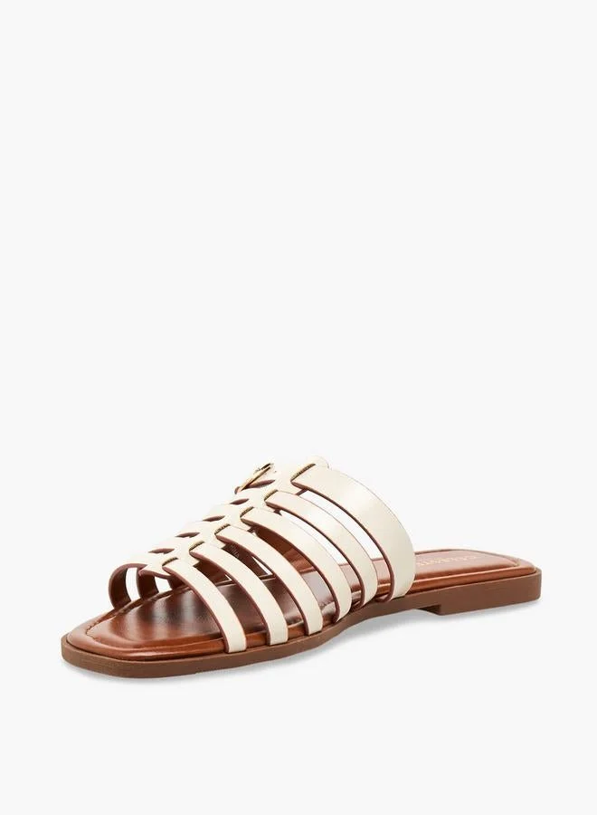 Celeste WHITE Women Slip-On Buckle Accent Sandals for Women | Best Price UAE