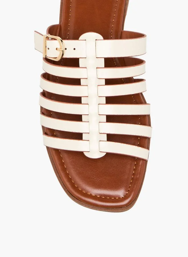 Celeste WHITE Women Slip-On Buckle Accent Sandals for Women | Best Price UAE