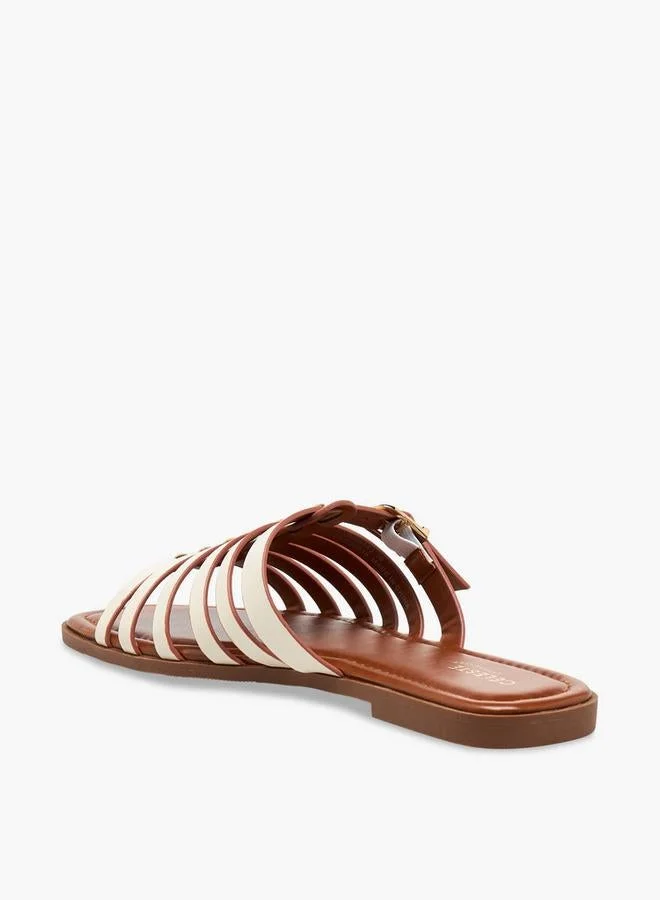 Celeste WHITE Women Slip-On Buckle Accent Sandals for Women | Best Price UAE