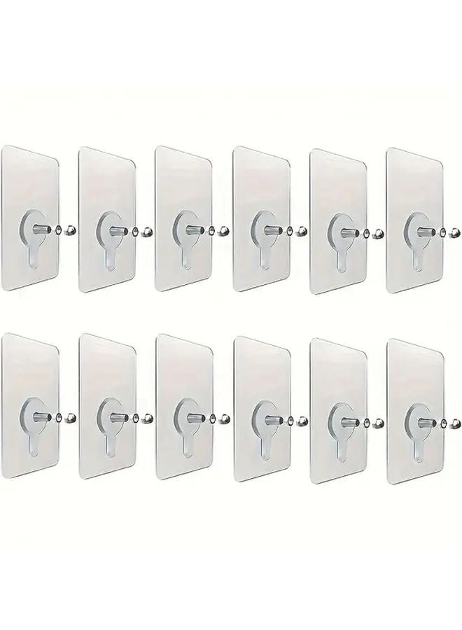 Transparent 12pcs Heavy Duty Screw Hooks Drill Free No Mark Wall Stickers - Image 1