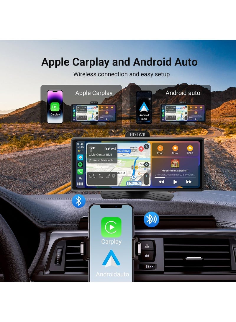 Haudio 10.26 Inch Wireless Apple CarPlay & Android Auto Car Display with 1080P Dash Cam & Backup Camera All-in-One Smart Car Stereo Free 64GB SD Card - Image 5