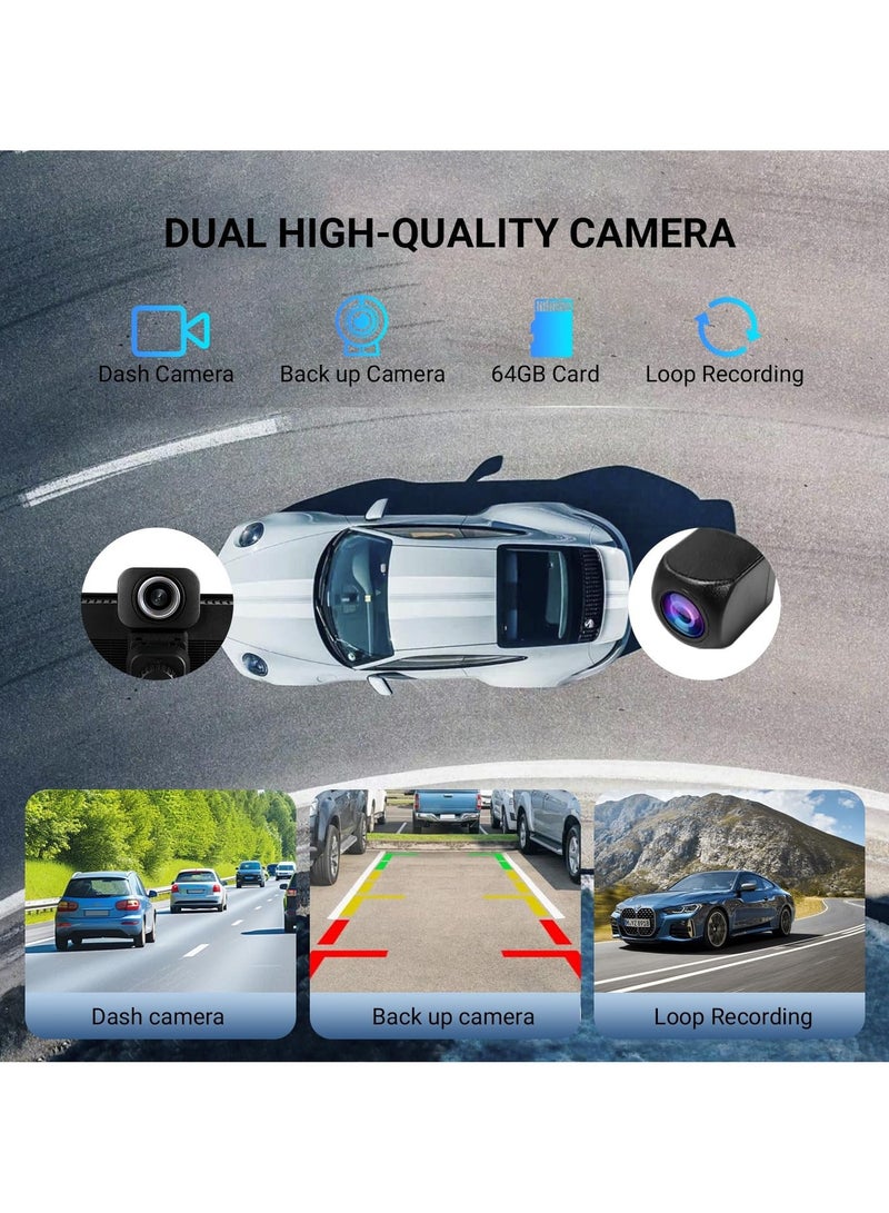 Haudio 10.26 Inch Wireless Apple CarPlay & Android Auto Car Display with 1080P Dash Cam & Backup Camera All-in-One Smart Car Stereo Free 64GB SD Card - Image 3