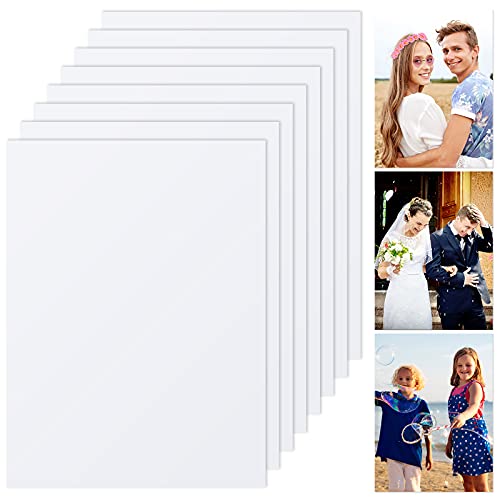 Hotop 8 Pieces Sublimation Aluminum Photo Sign Metal Blank Photo Board Sublimation Picture Panel Wall Art Aluminum Plate for Wedding DIY Printing Bedroom Living Room, White(6 x 8 Inch) - Image 1