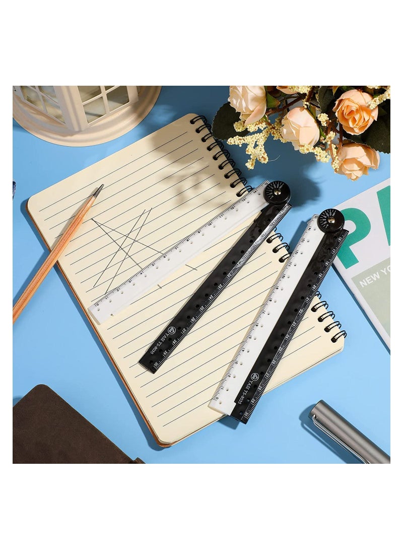 12 Inch Folding Ruler, Multi Acrylic Folding Ruler Angle Measurement Ruler Clear Flexible Black and White Rulers Adjustable Geometry Measuring Ruler for Drawing and Measuring Tools, 4PCS - Image 4