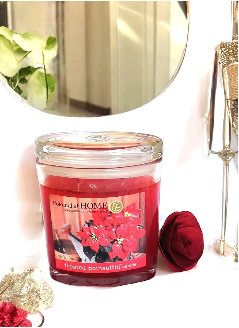 Colonial Candle Frosted Poinsettia Scented Jar Candle with Lid 226 g  - Image 3