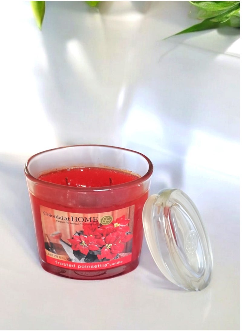 Colonial Candle Frosted Poinsettia Scented Jar Candle with Lid 226 g  - Image 4