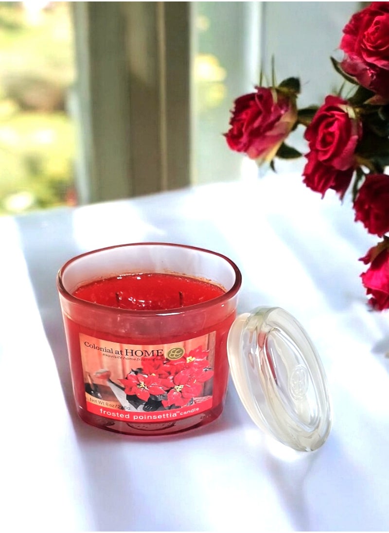 Colonial Candle Frosted Poinsettia Scented Jar Candle with Lid 226 g  - Image 5