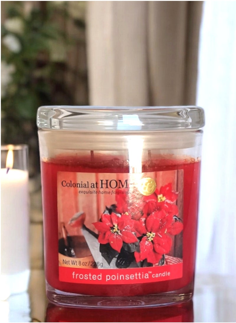 Frosted Poinsettia Scented Jar Candle with Lid 226 g