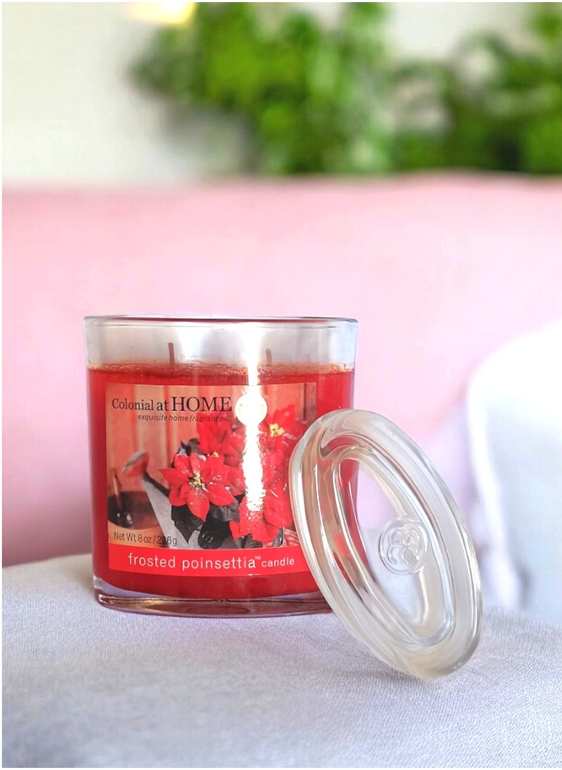 Frosted Poinsettia Scented Jar Candle with Lid 226 g