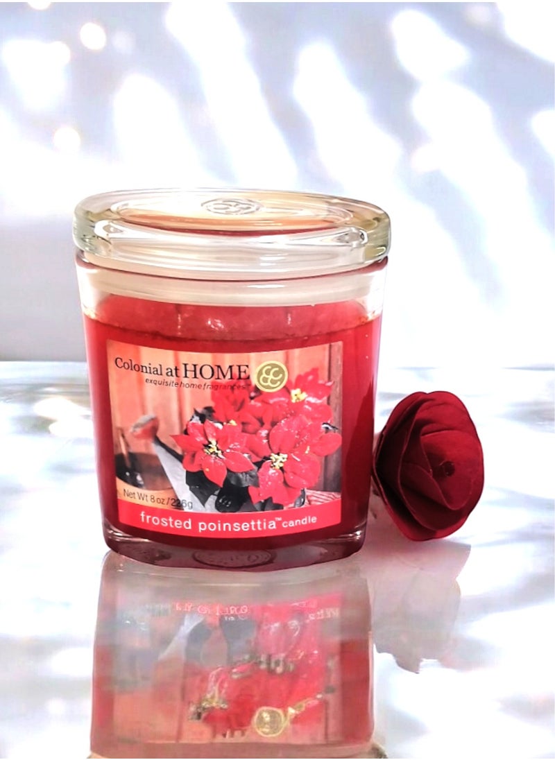 Colonial Candle Frosted Poinsettia Scented Jar Candle with Lid 226 g  - Image 2