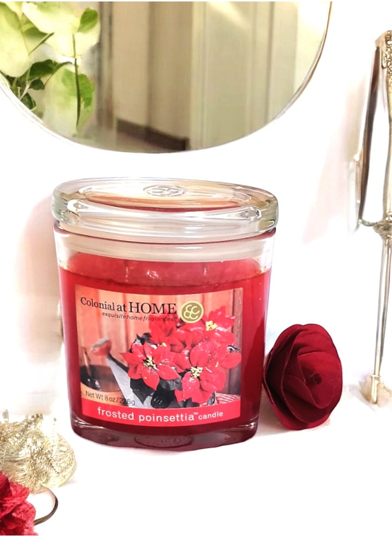 Frosted Poinsettia Scented Jar Candle with Lid 226 g