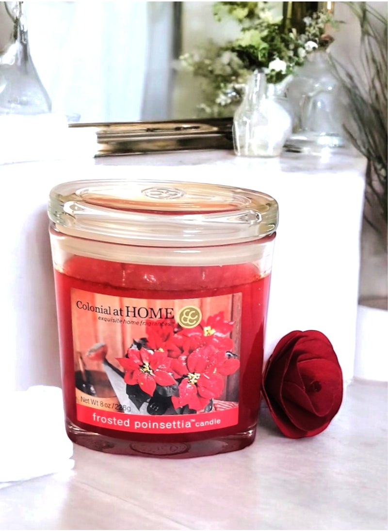 Frosted Poinsettia Scented Jar Candle with Lid 226 g