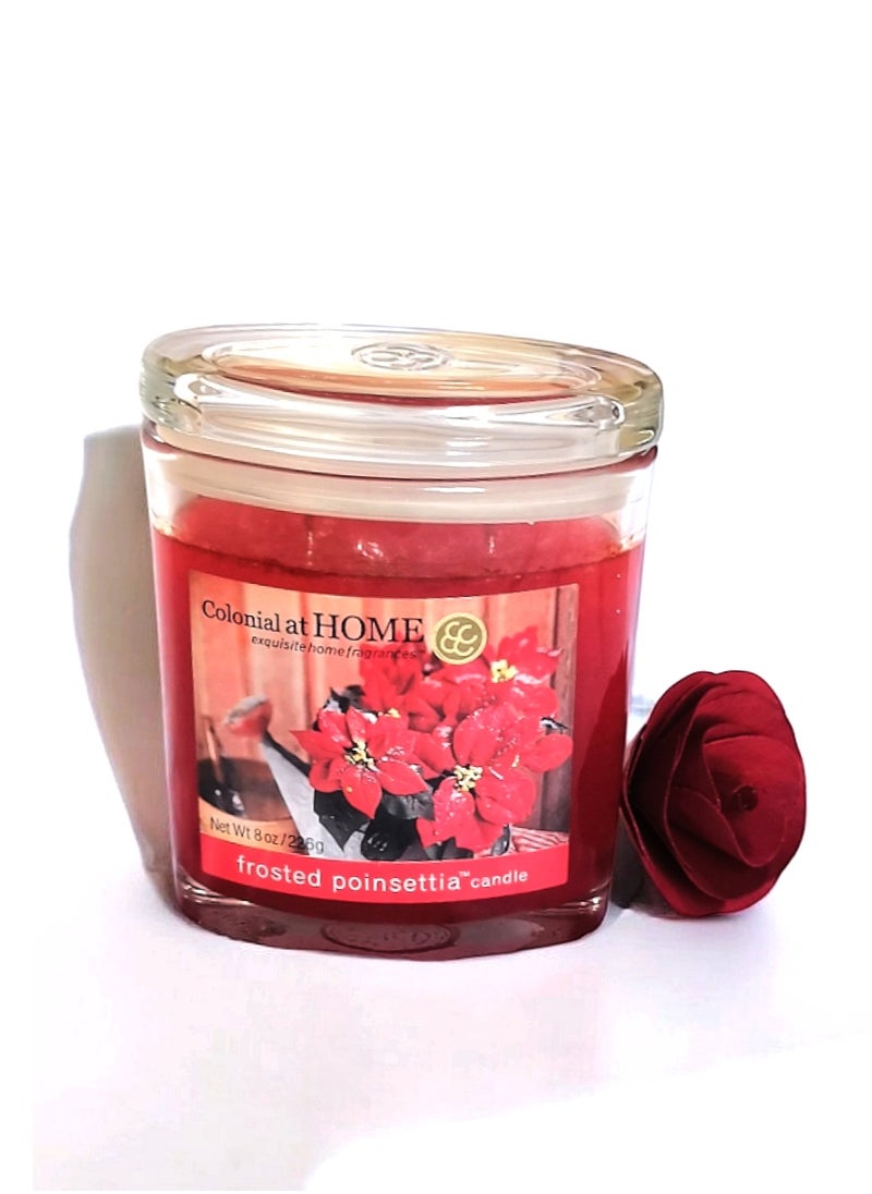 Frosted Poinsettia Scented Jar Candle with Lid 226 g
