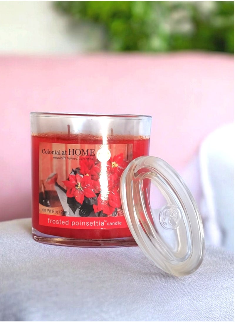 Frosted Poinsettia Scented Jar Candle with Lid 226 g