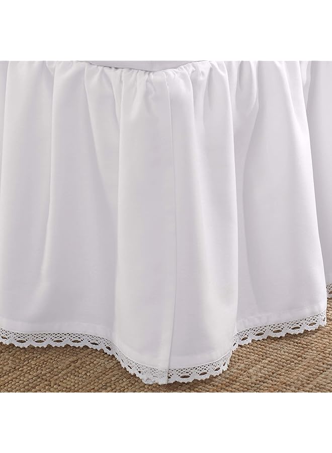 LAURA ASHLEY Home King Bedskirt Luxury Bedroom Decor Wrinkle And Fade Resistant Crochet Ruffle White King - Image 2