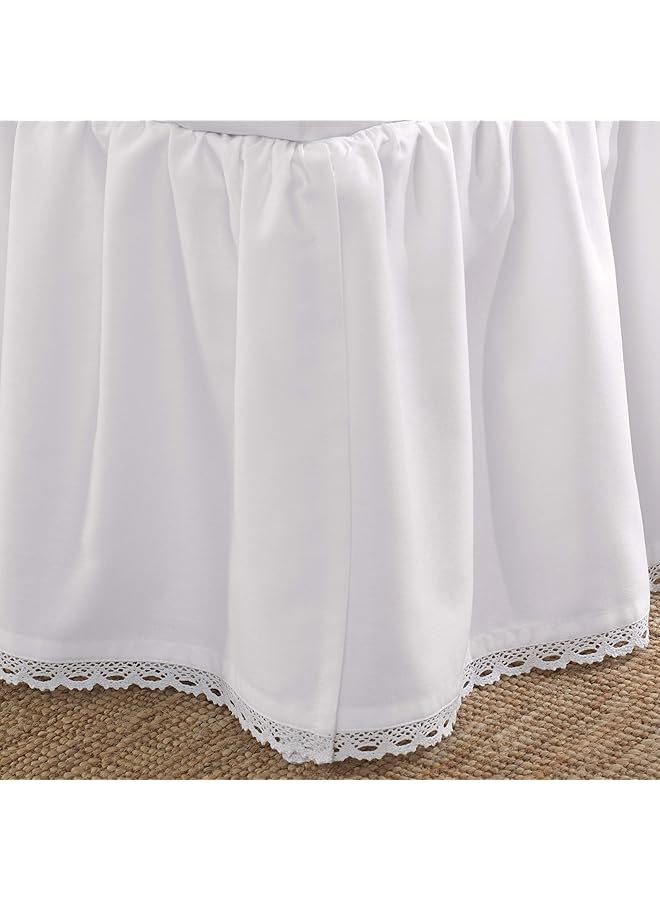 LAURA ASHLEY Home King Bedskirt Luxury Bedroom Decor Wrinkle And Fade Resistant Crochet Ruffle White King - Image 3