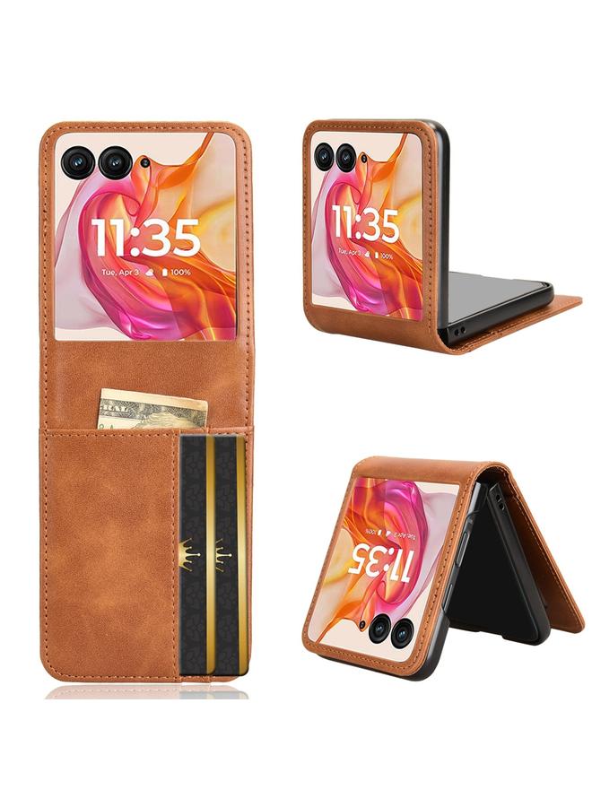 اس-توب جراب لهاتف Motorola Razr 50 Ultra Skin Feel مع فتحة للبطاقات من الجلد - Image 1