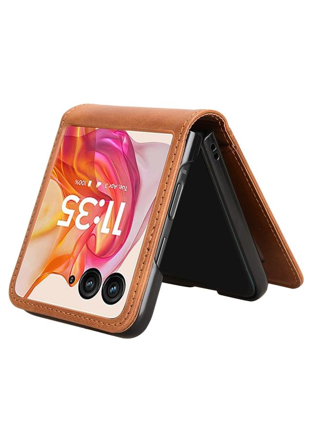 اس-توب جراب لهاتف Motorola Razr 50 Ultra Skin Feel مع فتحة للبطاقات من الجلد - Image 5