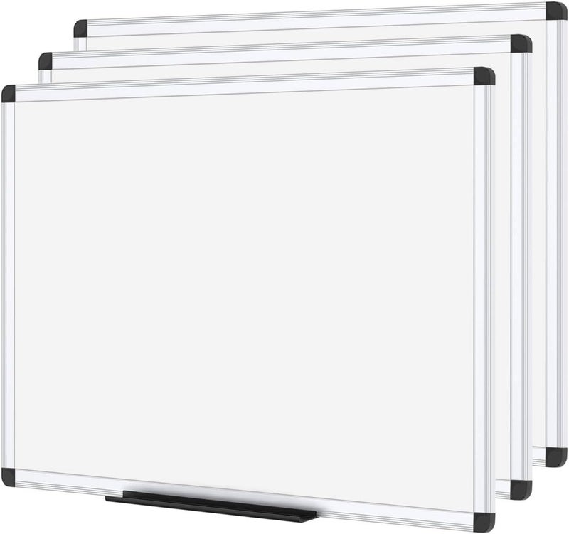 VIZ-PRO Magnetic Dry Erase Board, 24 X 18 Inches,3 Pack, Silver Aluminium Frame - Image 1