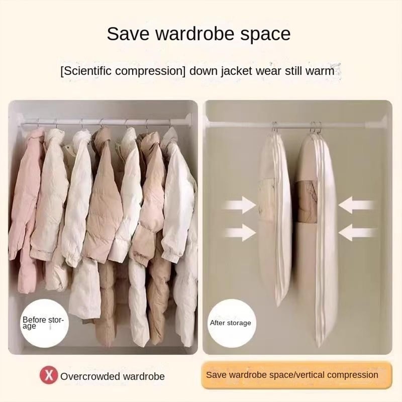 Fasolara 2 Packs Breathable Hanging Garment Bags for Clothes & Suits - 52" Fabric Suit Bags for Closet Storage, Garment Covers for Coats, Dresses, Jackets, Shirts, Wardrobe Protector (ecru) - Image 4