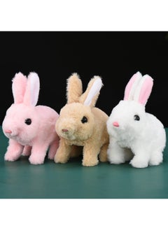 Generic Simulation Electric Plush Rabbit Toy Can Walk Can Call Can Move Ears Small White Rabbit Pet Toy Rabbit Doll-Color:Short-haired Bunny (brown) Nude Outfit  - Image 4