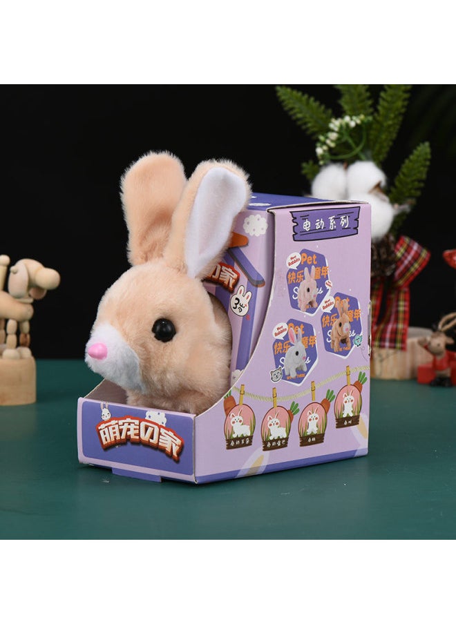 Generic - Simulation Electric Plush Rabbit Toy Can Walk Can Call Can Move Ears Small White Rabbit Pet Toy Rabbit Doll-Color:Short-haired Bunny (brown) Nude Outfit - Image 1