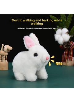 Generic Simulation Electric Plush Rabbit Toy Can Walk Can Call Can Move Ears Small White Rabbit Pet Toy Rabbit Doll-Color:Short-haired Bunny (brown) Nude Outfit  - Image 3