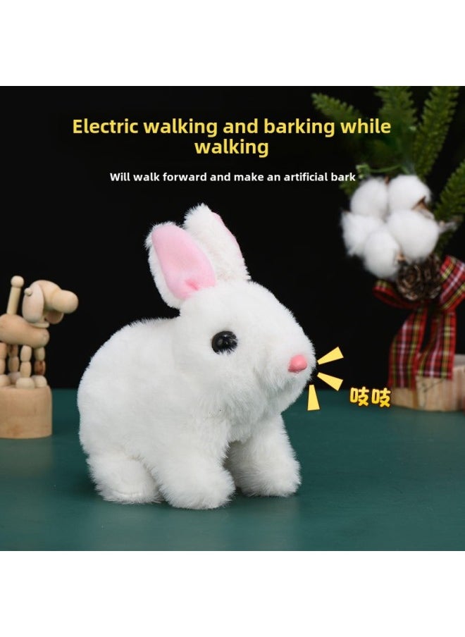 Generic - Simulation Electric Plush Rabbit Toy Can Walk Can Call Can Move Ears Small White Rabbit Pet Toy Rabbit Doll-Color:Short-haired Bunny (brown) Nude Outfit - Image 1